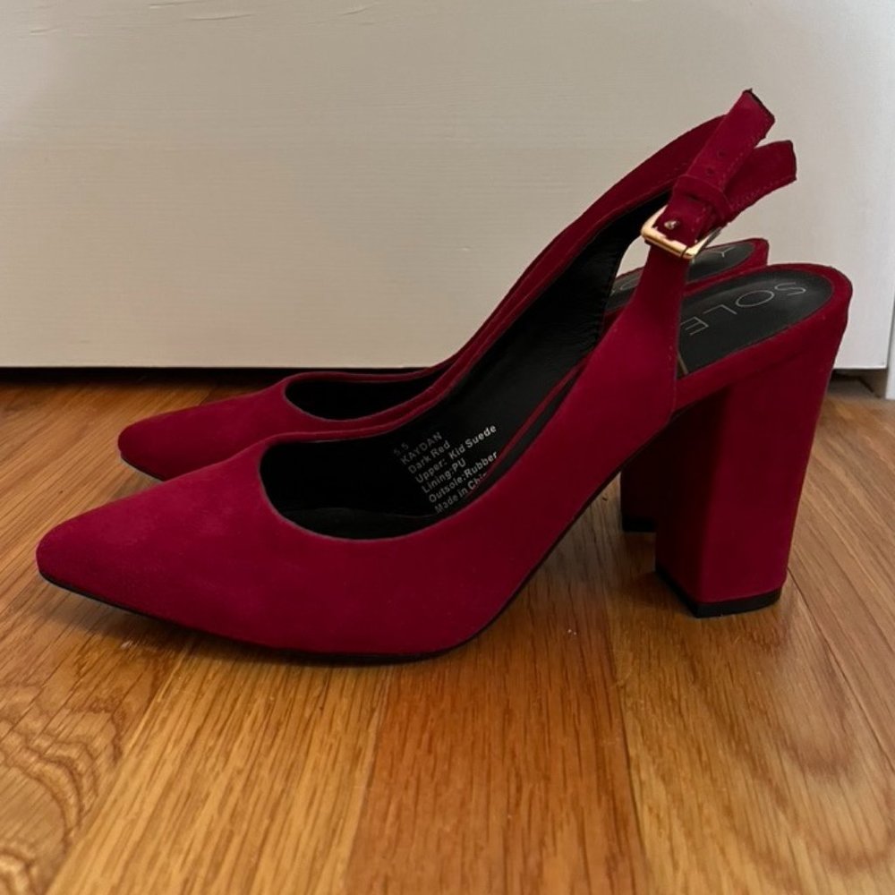 Sole Society Kaydan Dark Red Suede Sling-backs